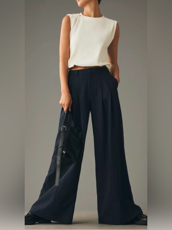 Anthropologie Pants - Anthropologie Maeve Black Super Wide Leg Pleated Trousers Sz 10